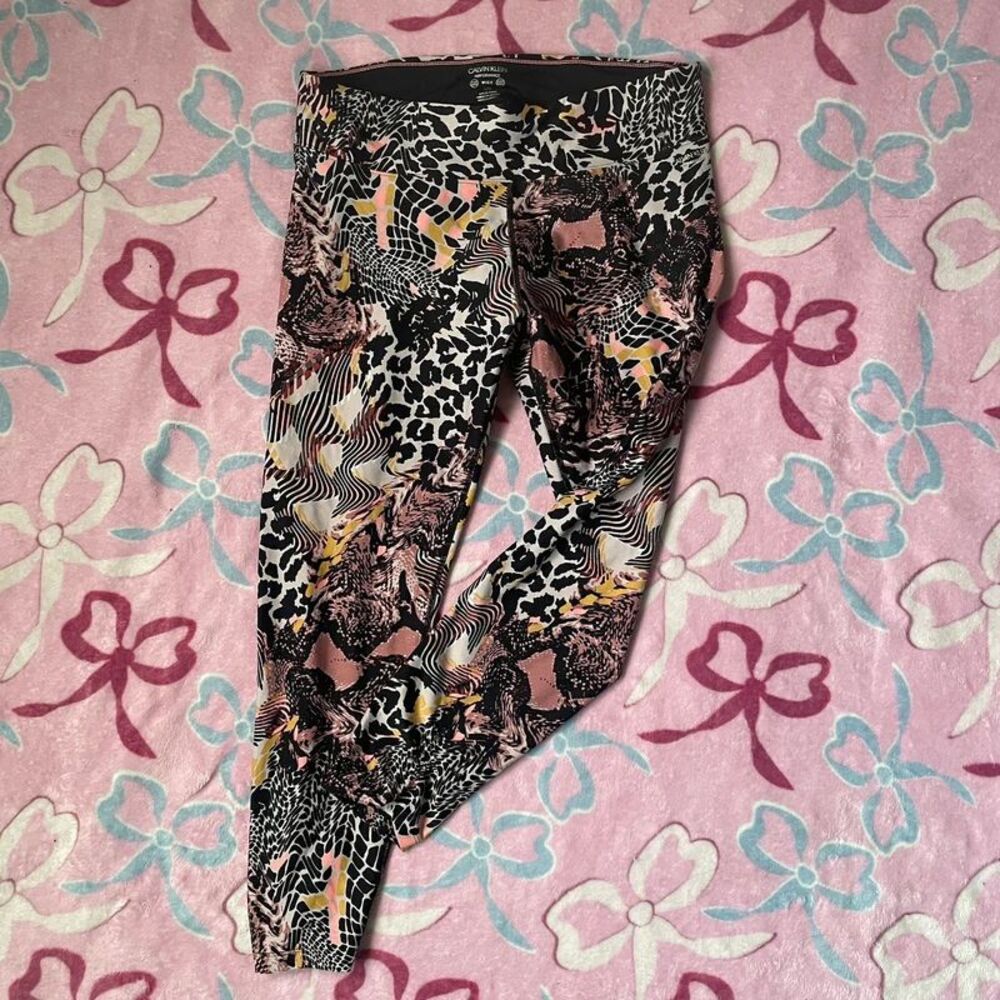 Calvin Klein Performance Wick Boho Patterned Stretch Leggings Multicolor Size L